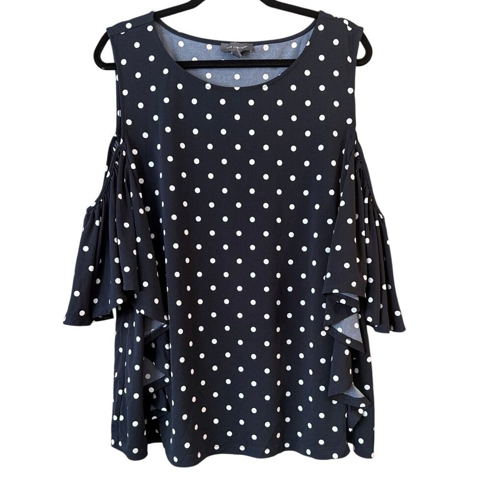 The Limited Women's Plus Size Black White Polka Dot Cold Shoulder Blouse Size 2X